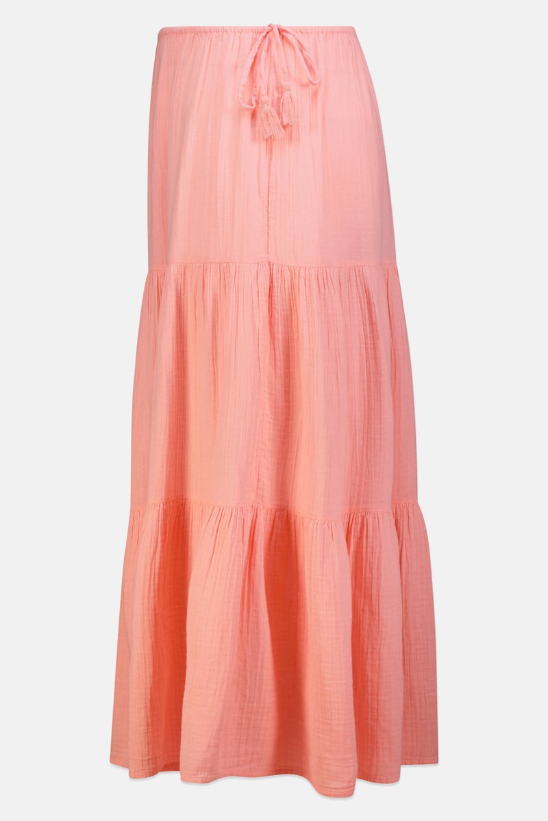 promod Women Textured Maxi Skirt, Pink - Image 4